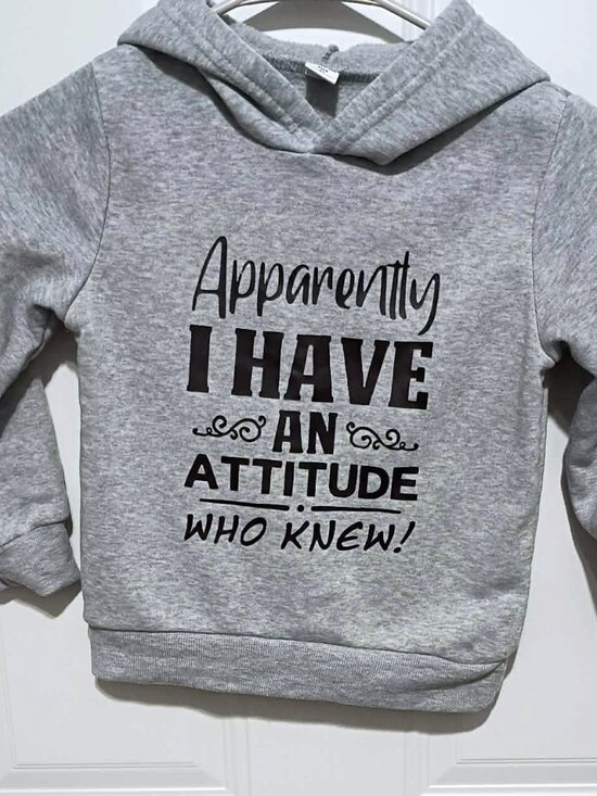 SHEIN Other - Kids Attitude Hoodie, Heather Gray, size 6